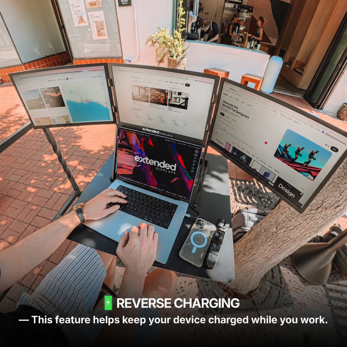 Extended Triple — Elevated Laptop Monitor