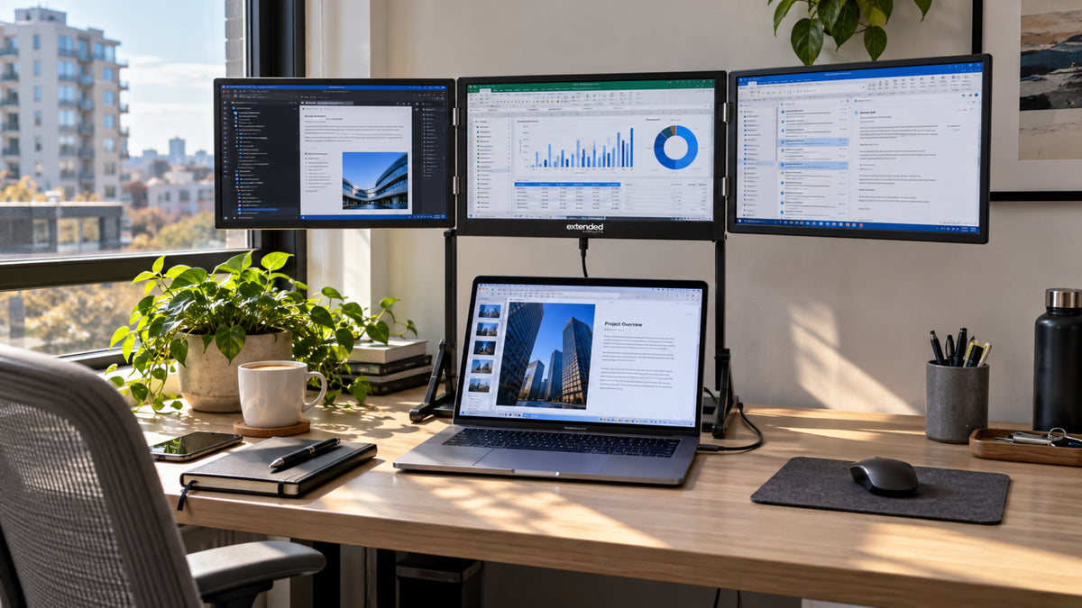 Extended Triple — Elevated Laptop Monitor