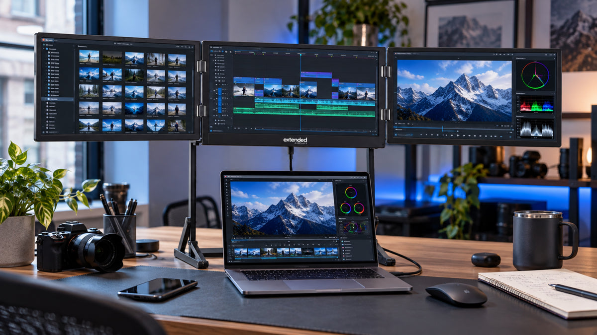 Extended Triple — Elevated Laptop Monitor