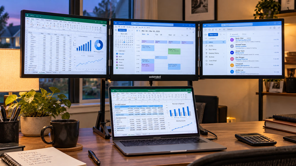 Extended Triple — Elevated Laptop Monitor