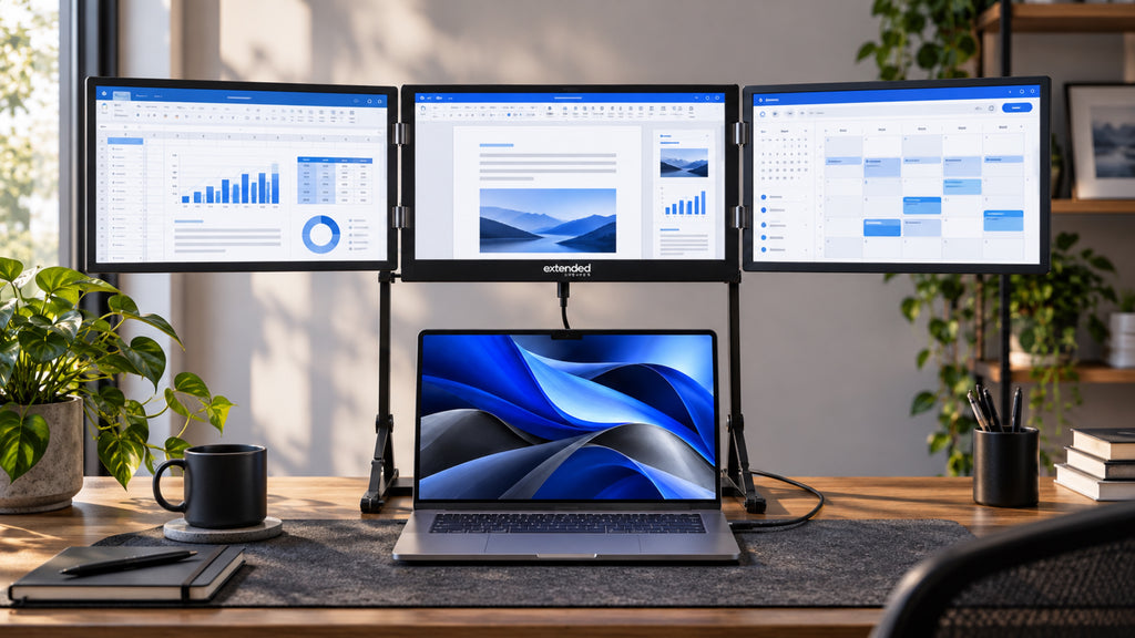 Extended Triple — Elevated Laptop Monitor